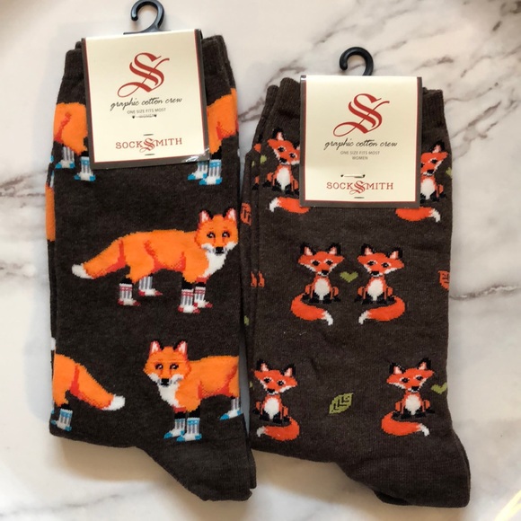 Socksmith Accessories - Two Pair Socksmith Women's Fox Themed Crew Socks